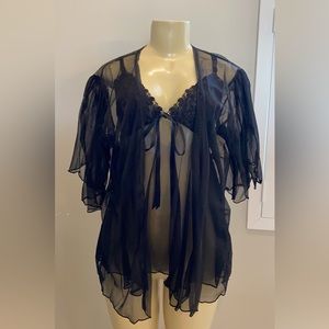 Black nightgown babydoll lingerie with robe and matching panty size small